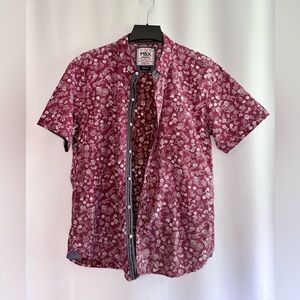 MBX DENIM WEAR Men’s Slimfit Floral Casual Short Sleeved Button-Down
